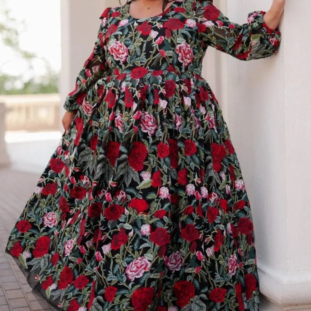 Jessakae Briar Dress - Garden Rose Maxi Dress - Size 2XL